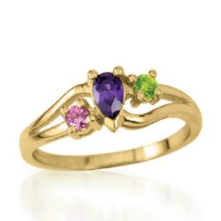 Personalized Birthstone Split Shank Mothers Ring in 10K Gold (3