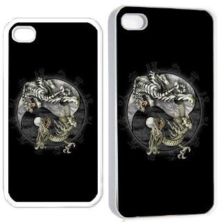 dragon tiger yin yang iPhone Hard 4s Case White: Cell Phones & Accessories