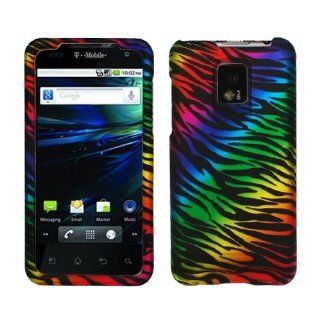 MINITURTLE, Slim Fit Rubber Feel 2 Piece Graphic Image Snap On Hard Phone Case Cover and Screen Protector for Android Smartphone TMobile G2x / LG Optimus 2x P 990 P 999 (Black Rainbow Zebra): Cell Phones & Accessories