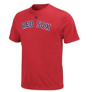MLB J.D. Drew Boston Red Sox Adult Short Sleeve Basic Tee (Athletic Red, Small)  Sports Fan T Shirts  Clothing