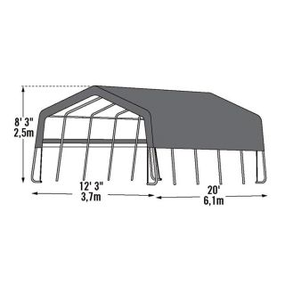 ShelterLogic Peak Style Carport — Gray, 20ft.L x 12ft.W x 8ft.H, Model# 62659  Single Vehicle Ports