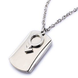 K Mega Jewelry Army Style Cool Silver Colour Boy Dog Tag Mens Pendant Necklace: Jewelry