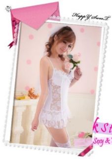 Sexy White Bridal Lace Lingerie with Garters, Panty and Veil   F05047 at  Womens Clothing store: Lingerie Sets