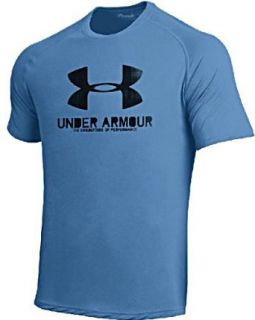 Under Armour Mens Carolina Blue Poly Dry HeatGear NuTech Performance Shirt  Athletic T Shirts  Clothing