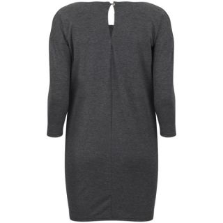 Vero Moda Womens 3/4 Sleeve Pleat Neck Dress   Dark Grey Melange      Womens Clothing