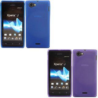 2 Pack Gel Case Cover Skin For Sony Xperia J / Blue And Purple Cell Phones & Accessories