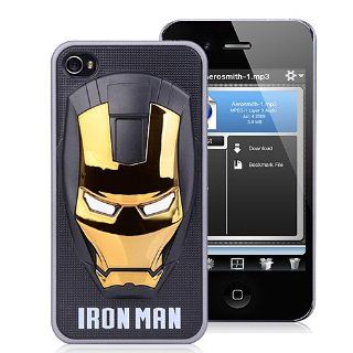 Iron Man Metallic Gold Face On Black Case Protective Hard Case Cover for iPhone 4 4S: Computers & Accessories