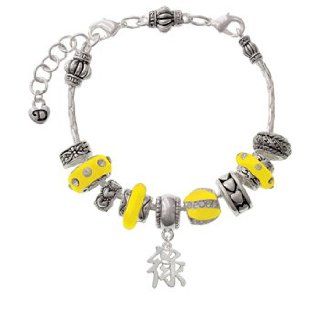 Silver Chinese Symbol "Wealth" Yellow Juliet Beaded Bracelet [Jewelry] Delight: Snake Charm Bracelets: Jewelry