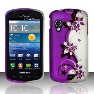 Hard Plastic Rubber Feel Design Case for Samsung Stratosphere i405   Silver and Purple Vines [In CellCostumes Retail Packaging]: Everything Else