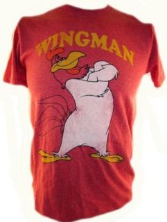 Foghorn Leghorn Mens T Shirt   "Wingman" Loony Toons Rooster on Heathered Red (Small): Clothing