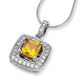 14kw Emma Grace Princess Cultured Diamond 16in Pendant: Jewelry