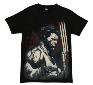 Marvel Comics X men Wolverine Blood and Steel Men's Black T shirt: Movie And Tv Fan T Shirts: Clothing