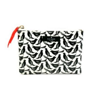 Kate Spade Daycation Mini Flat Pouch Blackbirds Cosmetic Bag (Black/white) #WLRU1407 Shoes