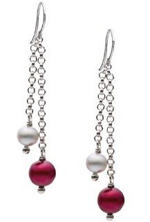 PremiumPearl 5 5.5mm Cranberry and Silver Freshwater Pearl Earrings AAA Quality Sterling Silver: Jewelry