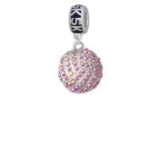 Large Super Sparkle Oktant Crystal Pink AB Volleyball/Water Polo Ball 5K Run Charm Dangle Bead: Delight Jewelry: Jewelry