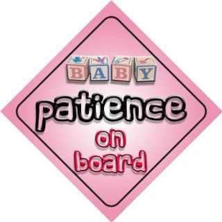 Baby Girl Patience on board novelty car sign gift / present for new child / newborn baby : Child Safety Car Seat Accessories : Baby