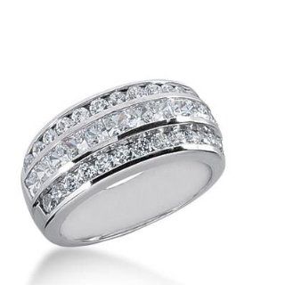 14K Gold Diamond Anniversary Wedding Ring 12 Princess Cut, 26 Round Brilliant Diamonds 1.68 ctw. 244WR108714K: Wedding Bands Wholesale: Jewelry