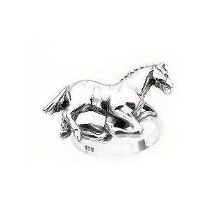 Horses Sterling Silver Running HORSE Ring Band Size 5(Sizes 5, 6, 7, 8, 9): Jewelry