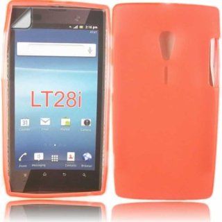 Gel Case Cover Skin And LCD Screen Protector For Sony Xperia Ion / Orange: Cell Phones & Accessories