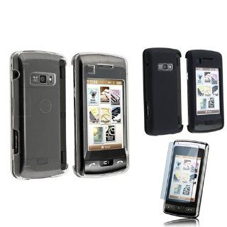 Black Rubberized Hard Cover Case + Crystal Clear Hard Cover Case + LCD Screen Protector for Verizon LG enV Touch VX11000: Cell Phones & Accessories