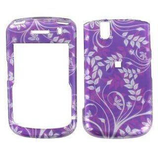 Crystal Hard Faceplate Cover Case With Silver and Purple Flower Design for Blackberry Tour 9630/Bold 9650: Cell Phones & Accessories