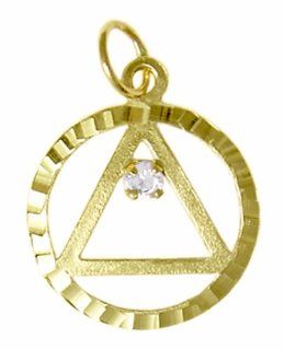 AA Alcoholics Anonymous Gold Dia.Cut w/sml 10pt. Diamond: Jewelry