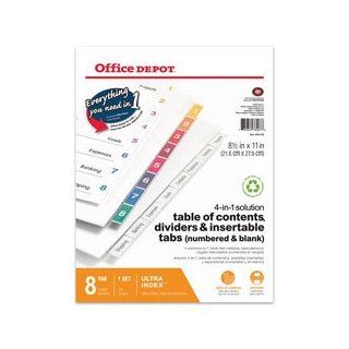 Office Depot Brand Ultra IndexTM 4 In 1 Solution Table Of Contents, Dividers And Insertable Tabs, Assorted Colors, Paper, 8 Tab : Binder Index Dividers : Office Products