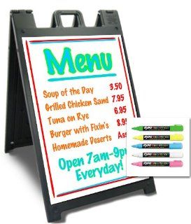 Deluxe Quick Change Signicade Plastic A Frame Sign with 24" x 36" Eraseable Marker Board. Frame Color: Black : Business And Store Sign Holders : Office Products