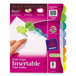 Avery Style Edge Insertable Plastic Dividers, 8 Tabs, 1 Set (11201) : Binder Index Dividers : Office Products