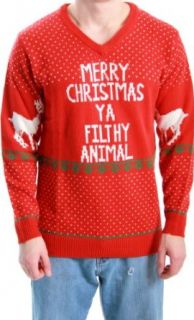 Ugly Christmas Sweater Home Alone Merry Christmas Ya Filthy Animal: Clothing