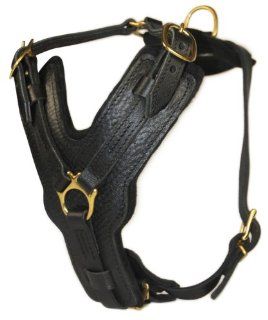 Dean & Tyler Leather Dog Harness With A Handle   "The Victory"   Medium Girth: 23"   34" Neck: 12"   23"  Black   Handmade From High Quality Leather   With Belt Style Buckles   For Medium Dogs Like Large Amstaff, German Sh
