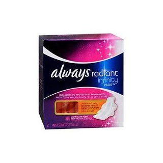 Always Radiant Infinity Pads with Flexi wings, Fresh Scent, Overnight, 12ct ( 4 Pack): Health & Personal Care