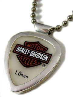 Harley Davidson Guitar Pick & Pickbay Guitar Pick Holder Stainless Steel Pendant Necklace & "Bigger Ball Chain 3.2mm" Adj necklace: Musical Instruments