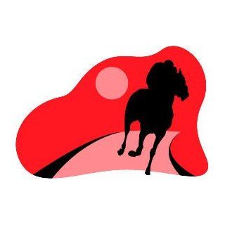 4" Horse racing silhouette   red background. Printed vinyl decal sticker for any smooth surface such as windows bumpers laptops or any smooth surface.: Everything Else