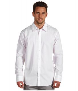 Calvin Klein L/S Non Iron Solid Stretch Sport Shirt Mens Long Sleeve Pullover (White)
