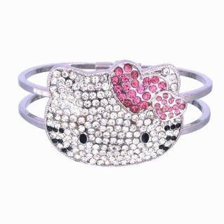 Large Kitty Bangle Bracelet with Austrian Crystals: Jewelry