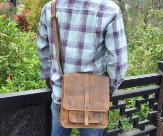 Brown Men's Genuine Leather Cowhide Messenger Shoulder Bag Briefcase: Computers & Accessories