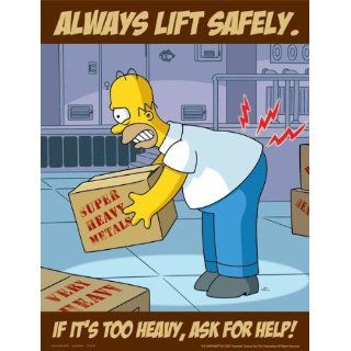 Simpsons Lifting and Backs Safety Poster   Always Lift Safely If It's Too Heavy Ask For Help: Industrial Warning Signs: Industrial & Scientific