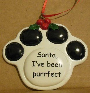 Tumbleweed Pottery Cat Paw "Santa, I've Been Purrfect" Christmas Holiday Ornament   New! : Decorative Hanging Ornaments : Everything Else