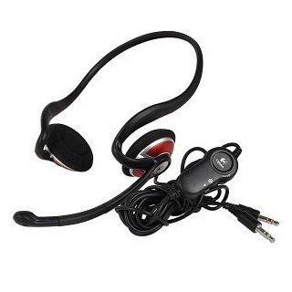 Logitech ClearChat Style Behind the Head Stereo Headphones w/Boom Microphone, Volume Control & 3.5mm Jacks (Black/Red): Electronics