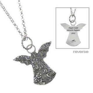 Alexa's Angels "I Believe in Angels" Reversible Angel Charm Necklace Antique Silver Tone: Jewelry