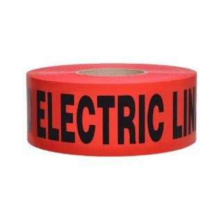 Presco B3104R6 658 1000' Length x 3" Width x 4 mil Thick, Polyethylene, Red with Black Ink Non Detectable Underground Warning Tape, Legend "Caution Buried Electric Line Below" (Pack of 8): Safety Tape: Industrial & Scientific