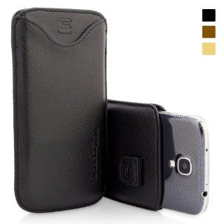 Snugg Galaxy S4 Leather Case in Black   Pouch with Card Slot, Elastic Pull Strap and Premium Nubuck Fibre Interior for the Samsung Galaxy S4 With Free Set of Screen Protectors (see promotions below): Cell Phones & Accessories