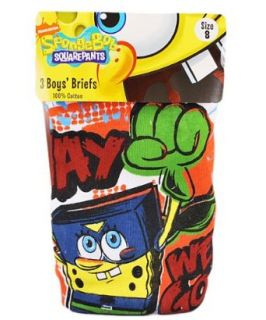 SpongeBob Squarepants Boys Size 4 8 3 Pack Brief Underwear: Clothing