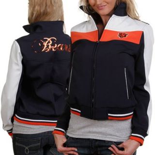 Chicago Bears Ladies Navy Blue Bonded Softshell Full Zip Jacket