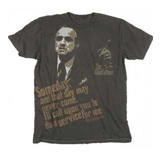The Godfather "Someday, And That Day May Never Come, I'll Call Upon You To Do A Service For Me" T Shirt   Washed Charcoal (Medium): Clothing