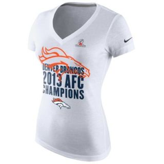 Nike Denver Broncos 2013 AFC Champions Ladies Tri Blend V Neck T Shirt   White