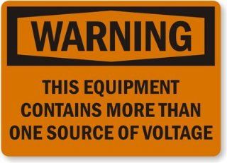 Warning: This Equipment Contains More Than One Source Of Voltage, Aluminum Sign, 10" x 7" : Yard Signs : Patio, Lawn & Garden