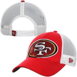New Era San Francisco 49ers 9FORTY Ladies Sequin Shimmer Adjustable Hat   Red/White
