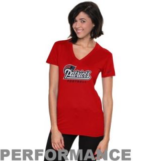 Nike New England Patriots Womens Legend Wordmark V Neck Performance T Shirt   Red